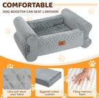Dog Car Seat for Medium/Large Dogs up to 60 lbs, Memory Foam Dog Booster Seat with Thick Cushion, Pet Car Seat for Back with Detachable Washable Cover, Storage Pockets for SUV, Pick Up, Trunk, Grey