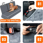 Dog Car Cover for Back Seat Pet Car Seat Cover Protector Waterproof Rear Seat Cover Nonslip Bench Car Seat Cover fits Middle Armrest for Most Cars Trucks SUVs (53” Width) - Grey