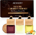 Aeshory 3-Pack Hanging Car Air Freshener, Citrus Scent Long Lasting Aroma, Unisex Car Fragrance, Premium Essential Oil Aromatherapy Diffuser, Ideal Gift Set