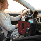Bling Car Trash Can with Rhinestone, Sparkling Foldable Auto Garbage Container Hanging Back Seat Organizer, Crystal Dustbin Leakproof Garbage Can for Vehicle Home Office (Red)