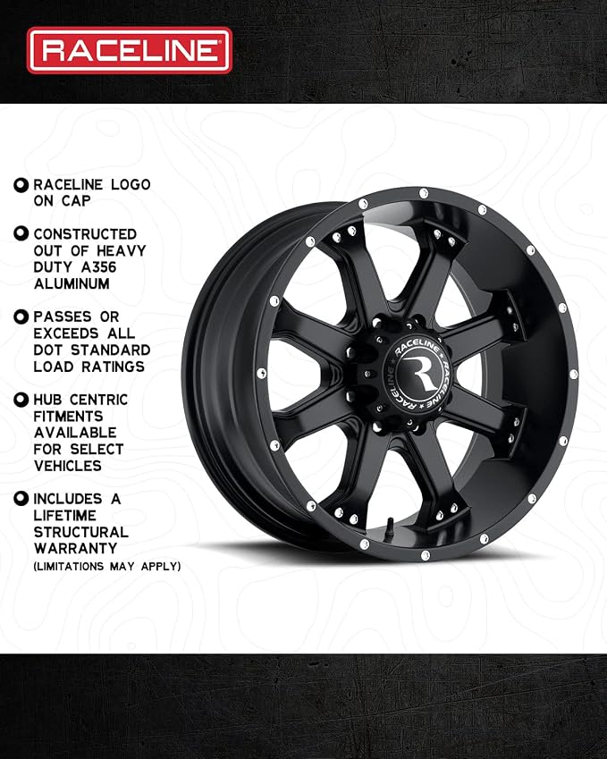 991B ASSAULT Wheel Black 18X9"6X139.7 Bolt Pattern +12mm Offset/(5.5"B/S) 8 Spoke Aluminum Passenger Car Wheels, Full Size Replacement Black Car Rims