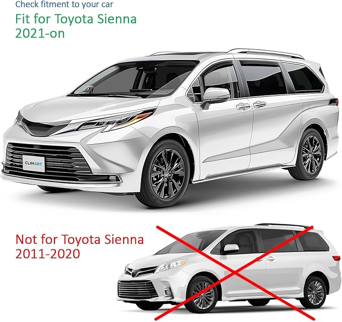 in-Channel Incredibly Durable Rain Guards for Toyota Sienna 2021-2026, Original Window Deflectors, Vent Window Visors, Vent Deflector, 4 pcs. - 410279