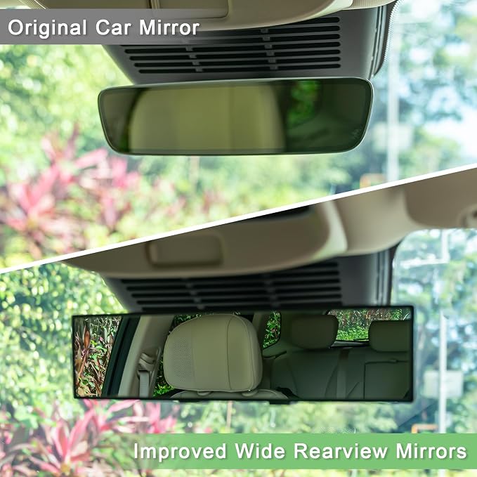 Car Rear View Mirrors，Universal 11.81'' Chrome Anti-glare Rear Mirrors | Cars Accessory, Convex Panoramic Interior Mirror Reduces Blind Spot, for Cars,SUVs,Trucks, Various Kinds Vehicles