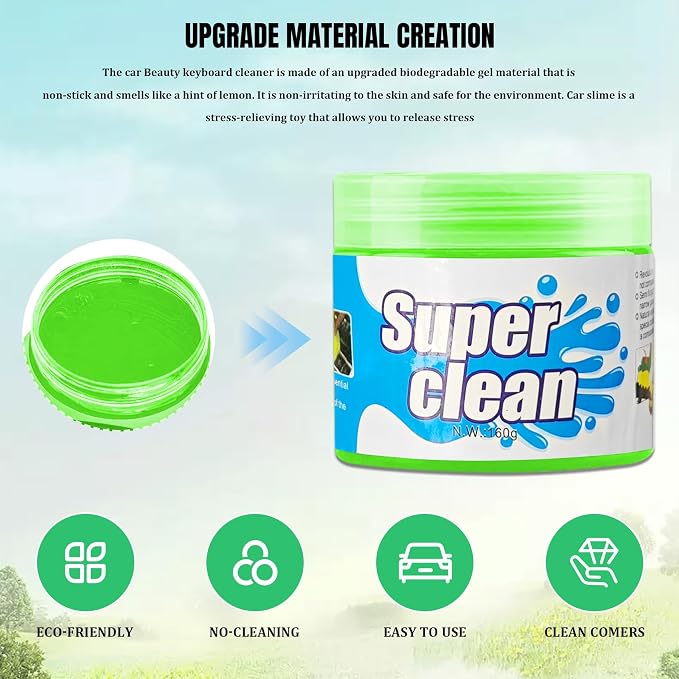 Car Cleaning Gel Clean Putty, Reusable Car Interior Cleaner Slime, Auto Detail Cleaning Soft Rubber Supplies, Universal Multi-Functional Cleaning Tool Accessories for Men Women (Green)