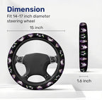 Purple Dark Fantasy Steering Wheel Cover, Polyester Non-Slip Car Wheel Grip, Universal 15 Inch Auto Accessory
