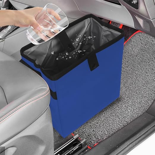 Car Trash Can, Leak-Proof Waterproof Trash Bin Collapsible Portable Auto Garbage Bag Large Capacity Trashcan Storage Bag Multipurpose Car Organizer Hanging (Blue)