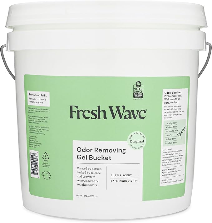 Odor Removing Gel Bucket, 15.5 lb. (248 oz.), Original Scent Refill - Odor Absorbers for Home, Safer Odor Relief, Natural Plant-Based Odor Eliminator, For Cooking, Trash & Pets