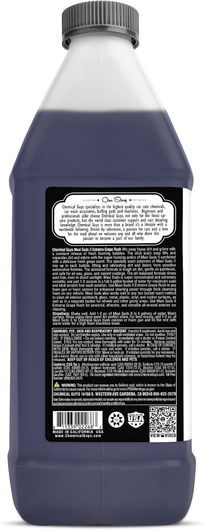 CWS_1010 Maxi-Suds II Foaming Car Wash Soap (Works with Foam Cannons, Foam Guns or Bucket Washes) Safe for Cars, Trucks, Motorcycles, RVs & More, 128 fl. Oz (1 Gallon), Grape Scent