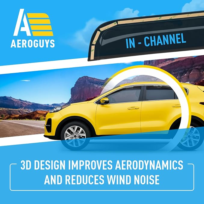 Extra Durable Window Deflectors in-Channel Window Visors Rain Guards Fit for Kia Sportage 2017-2022, Sun Visors, Wind Vent for Shades, Exterior Car Accessories - 4pcs. AG0090