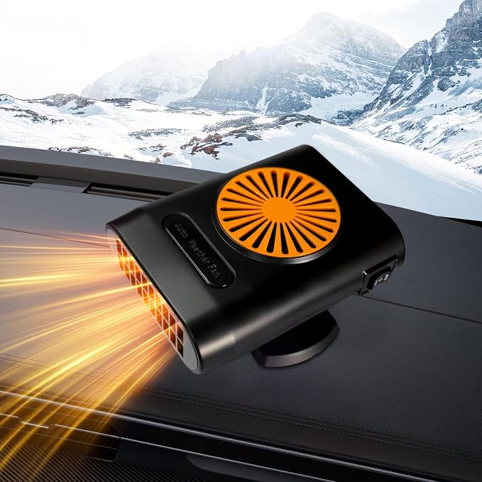 Car Heater,Portable Car Heater & Defroster, Windshield Defogger,12V Car Heater that Plugs into Cigarette Lighter,200W Defroster for Car Windshield (Orange&Black)