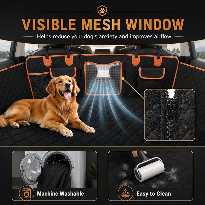 Back Seat Extender for Dogs,Dog Car Seat Cover for Back Seat with Hard Bottom Holds 500 lbs,Car Seat Protector,Waterproof Extender for Dogs,Pet Bed for Full Size F150/RAM1500/Silverado Crew Cab Pickup
