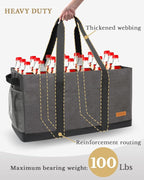 Extra Large Utility Tote Bag - Standing Reusable Grocery Bag with Handle, Collapsible Storage for Shopping, Beach