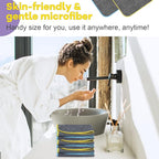 Airlab Glass Polishing Cloth Streak Free Miracle Cleaning Cloth Lint Free Microfiber Cleaning Rags for Glasses Kitchen Dish Mirrors Easy Clean, Pack of 6, 12" x 12", Grey-Light Blue