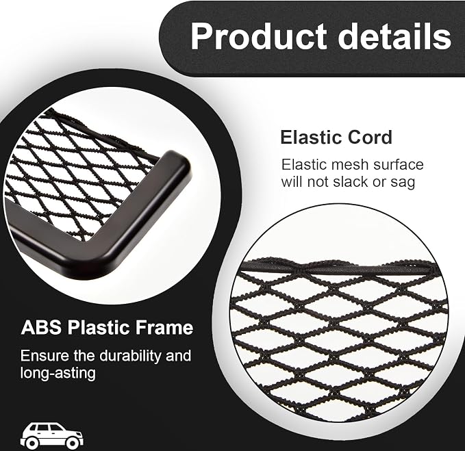 4 Pcs Boat Storage Net Bag, ABS Plastic Car Framed Mesh Net Holder, Phone & Cargo Organizer with Screws for Auto, Rv, Boat, Pontoon, Truck Pocket Storage (16 x 8 Inch)
