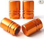 4PCS Tire Valve Stem Caps, with Rubber O-Ring, Corrosion Resistant Leak-Proof, Aluminum Alloy Universal Wheel Valve Covers for Cars, SUV, Trucks, Bikes, Motorcycles, Bicycles(Orange)