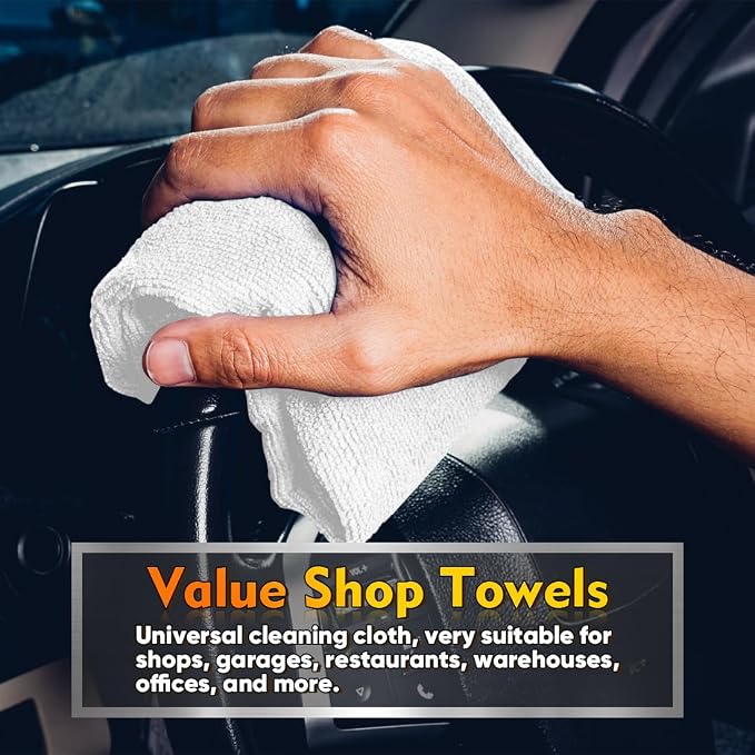 White Microfiber Cleaning Cloths 100 Pack, Reusable Cleaning Rags Shop Towels - Bulk Multipurpose Microfiber Towels, Lint Free Cleaning Towels for Car, House & Kitchen, 11.5 x 11.5 inch