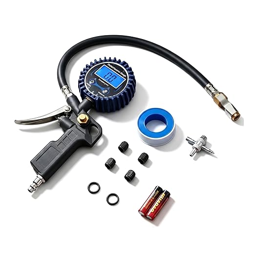 Digital Tire Pressure Gauge with Inflator | 3-250 PSI, Air Chuck & Compressor Accessories, Heavy Duty, Quick Connect Coupler, 0.1 Display Resolution