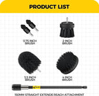 6Pack Drill Brush Power Scrubber Cleaning Brush Extended Long Attachment Set All Purpose Drill Scrub Brushes Kit for Grout, Floor, Tub, Shower, Tile, Bathroom Black