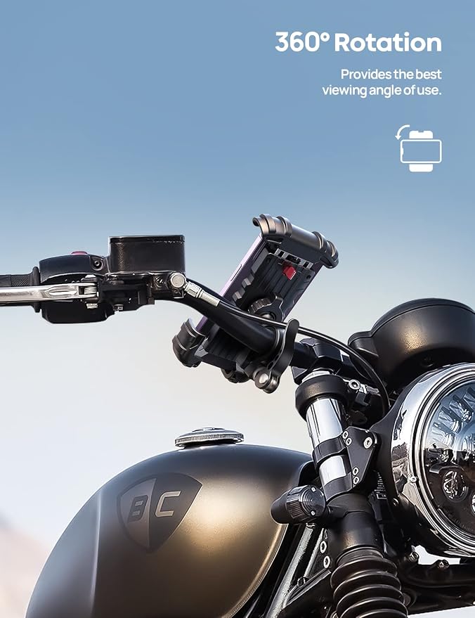 Bike Phone Holder, Motorcycle Mount - Motorcycle Phone Holder, Handlebar Cell Phone Clamp, E-Bike Scooter Phone Clip for iPhone 17 Air Pro Max, 16 15 Plus, S20, 4.7 to 6.8" Smartphones