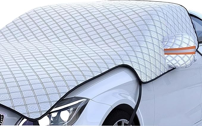 Car Windshield Cover, 91"x98" Heavy Duty Hail Protector Car Cover, Waterproof Windproof Dustproof Car Half Car Cover Sunshade, All-Season Versatility Universal Fit SUV/Truck/Sedan (Silver)