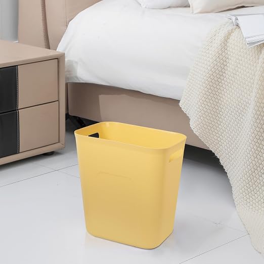 Plastic Small Bathroom Trash Can Wastebasket, 3.5 Gallon, Yellow | Compact Sturdy Garbage Can for Bathroom, Laundry Room, Kitchen, Office, Kids Room, Dorm, Durable, Easy to Clean