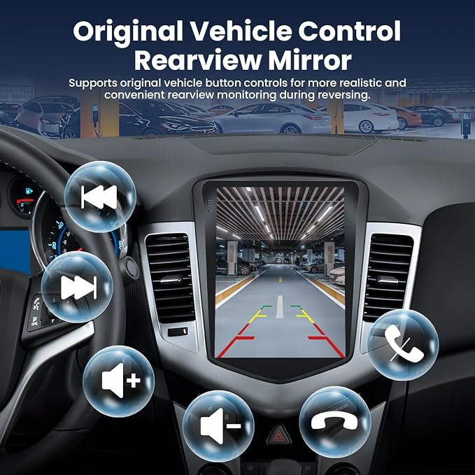 4Core+64GB ROM Tesla-Style Car Radio for Chevrolet Chevy Cruze 2009-2015: 10.4 Inch HD IPS Touchscreen Wireless Carplay Android Auto GPS Backup Camera SWC 5G WiFi Bluetooth 5.0 FM EQ