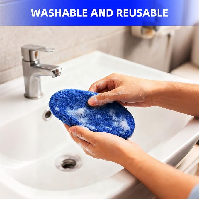 Windshield Cleaning Tool, Car Window Cleaner Windshield Cleaner with 4 Reusable and Washable Microfiber Pads and Extendable Handle Auto Inside Glass Wiper Kit