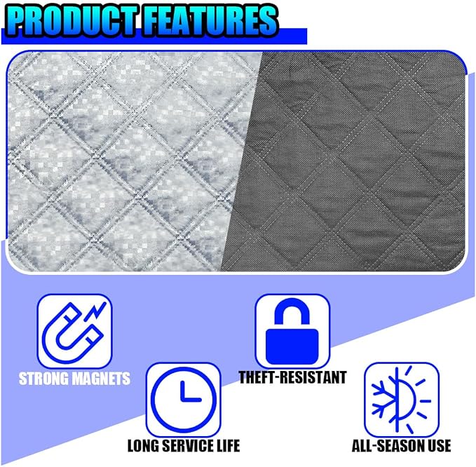 Magnetic Car Rear Windshield Cover, 54'' × 31'' Automotive Back Windscreen Snow Ice Guard Cover with 2 Elastic Hooks, Winter Universal Vehicle Window Frost Protector Accessories (White)