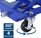 Transmission Jack 450 LBS Capacity: Low Profile Lift with 2M Safety Straps & 4 Brake Wheels, 7-23 Inch Range for Car & Truck Repair (Blue)