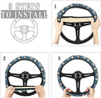 Women Sun Girls Moon Steering Wheel Covers Anti-Slip Elasticity Car Accessories Steering Wheel Protector Universal 15 Inch for Cars SUV Vehicle Truck