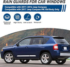 4pcs Front+Rear Smoke Tint Sun/Rain Guard Outside Mount Tape-On Vent Window Visors Compatible with 11-16 Compass 17 MK Old Body