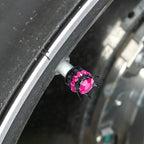 4 Pieces Crown Tire Valve Stem Caps Bling Handmade Crystal Rhinestone Universal Chrome Crown Vehicle Car Tire Caps Covers, Attractive Accessories for Car (Rose Red)