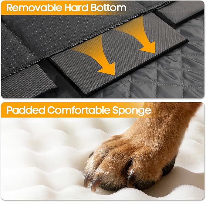Large Dog Car Seat, Back Seat Extender for Dogs with 3 Mesh Windows, Waterproof Medium Carseat for Dogs with Hard Bottom, Pet Seat Cover for Cars, Trucks and SUVs