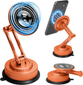 All-Metal Alloy Long Arm Magnetic Suction Cup Car Phone Mount(Orange) | Strong Powerful Magnetic Heavy-Duty Windshield Dash 360° Mechanical Rotation Cell Mobile Phone Vehicle Bracket for All Cars