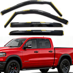 in-Channel Rain Guards Window Visors for Dodge RAM 1500 2019-2026 Crew Cab, Inside Front Rear Window Vent Deflectors Sun Shade Wind Visor Truck Accessories, Dark Smoke