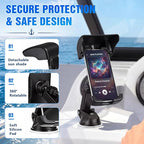 1 Pack Boat Phone Holder, Marine Cell Phone Holder with Sunshade, Black 360 Degree Adjustable Suction Cup, Smartphone Accessory for Boat Rail, Car, Cycling, Pontoon and Outdoor Use
