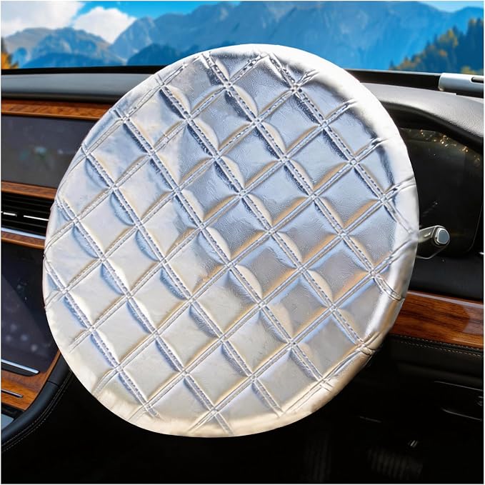 3-Layer Thickened Car Steering Wheel Cover Sun Shade,Aluminum Foil Car Wheel Cover for Sun Protection,Portable Sterring Wheels Covers Heat Shield Cars Interior Accessories
