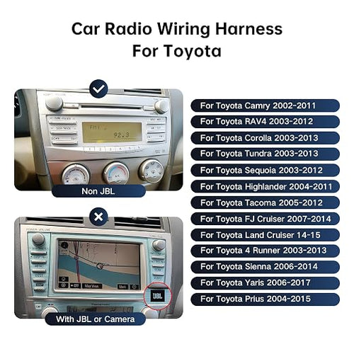 16PIN Car aftermarket Radio Wiring Harness for Toyota Camry RAV4 Corolla Tundra Highlander Car Stereo Wire Harness Power Cable Support Android Head Unit Steering Wheel Control