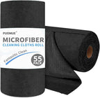 55 Pack Microfiber Cleaning Cloth Roll, Tear Away Reusable Paper Towels, 11" X 9", Ultra Absorbent & Lint Free Microfiber Cloth for Cleaning Cars, Kitchen, Window, Home and Shop, Black