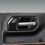 Car ABS Carbon Fiber Front Inner Door Handle Cover Interior Trim Side Mirror Decor for 2019-2025 Chevy Silverado | for 2019-2021 GMC Sierra 1500 2500 3500 HD Accessories