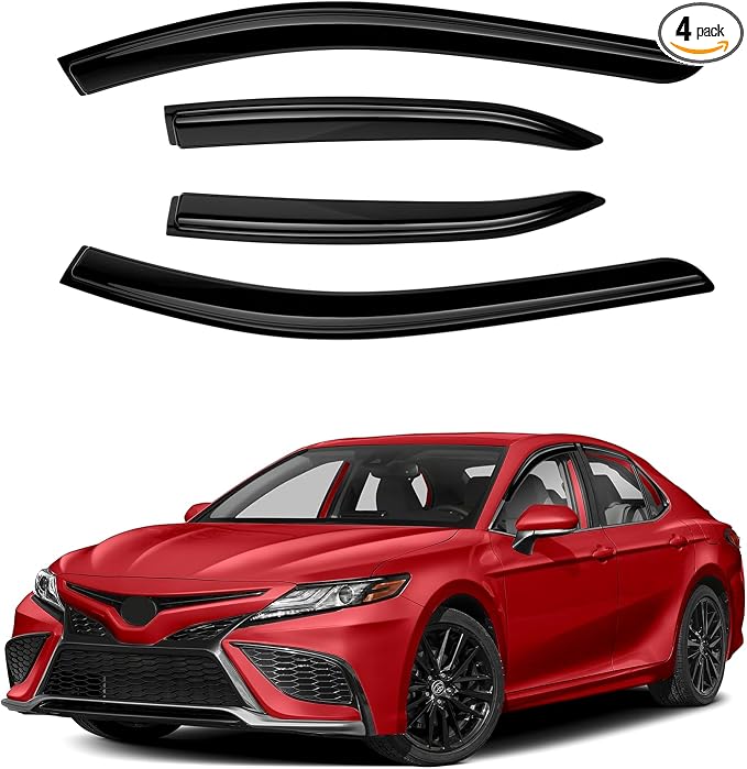 Camry Rain Guards - Window Visors for Toyota Camry 2018-2024, Outside-Mount Tape-On Side Window Wind Deflectors for Camry Accessories, Vent Visors Shades Rainproof 4PCS