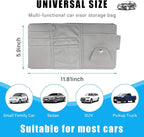 Car Sun Visor Organizer, Leather Personal Belonging Storage Pouch with Zipper, Car Visor Storage Pouch Sunglasses Holder, Auto Interior Accessories Pocket Organizers (Gray)