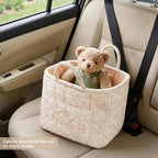 Floral Fabric Storage Basket Car Interior Storage Basket Underwear Sundries Laundry Baskets Supplies Home Organizer Bag (Pink Floral)