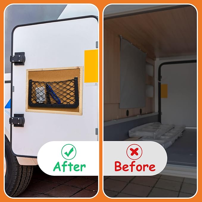 2 Pcs Boat Storage Net Bag, ABS Plastic Car Framed Mesh Net Holder, Phone & Cargo Organizer with Screws for Auto, Rv, Boat, Pontoon, Truck Pocket Storage (14 x 7.3 Inch)