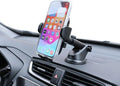 Dashboard Car Phone Holder Mount with Microfiber Cleaning Towel - 360 Rotation Suction Cup Cellphone Mount for Windshield & Vent - Universal & Hands Free Cell Phone Holders for Your Car - Black