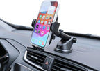 Dashboard Car Phone Holder Mount with Microfiber Cleaning Towel - 360 Rotation Suction Cup Cellphone Mount for Windshield & Vent - Universal & Hands Free Cell Phone Holders for Your Car - Black