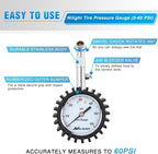 Tire Pressure Gauge 60PSI Heavy Duty Stainless Steel Air Chucks ANSI B40.1 Certified Large 2" Dial Wheel Service Checker for Truck Semi Truck ATV Motorhome Cars & RV Accessories