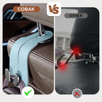 CoBak Purse Hook for Car - Universal Premium Stitched Leather and Aluminum-Magnesium Alloy Double Car Seat Back Storage Hook for Purses, Handbags, Bags (2 Pack),Baby Blue