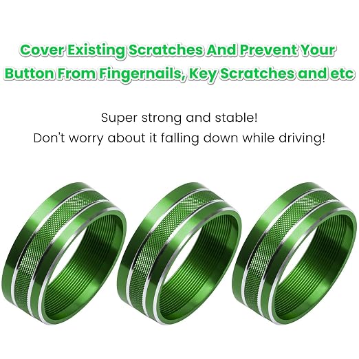 Audio Air Conditioning Button Cover Decoration Twist Switch Ring Trim for Jeep Wrangler JK JKU Patriot 2011-2018, Compass 11-16, Liberty 08-12, Dodge Challenger 08-14 Interior Accessories (Green)