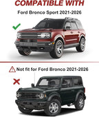 Outside-Mount Window Rain Guards Fit for 2021-2026 Ford Bronco Sport, Extra Durable Window Visors Wind Deflector Dark Smoke Vent Shades Car Tape-on with Thicker